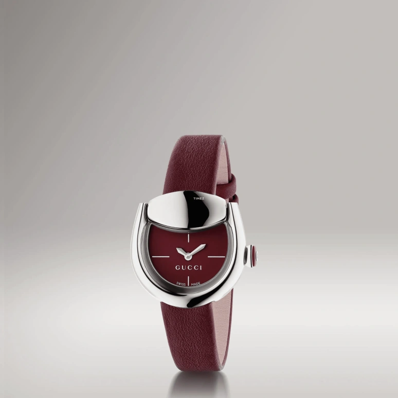 GUCCI,Horsebit 27x25mm,27x25mm,Stainless Steel,Burgundy,Quartz,Sapphire,Crystal Glass,Other,870470 I18G0 8535