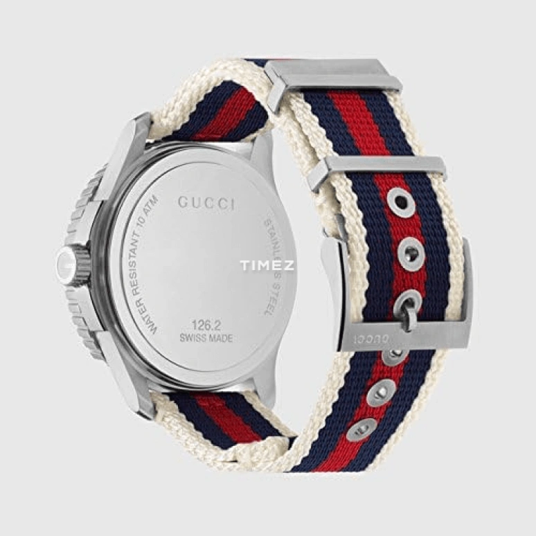 GUCCI,Gucci 44mm,44mm,Stainless Steel,White,Quartz,Day,Sapphire,Crystal Glass,YA126239