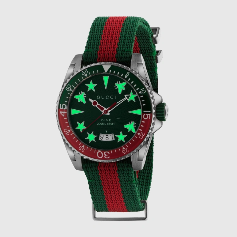 GUCCI,Gucci Dive 40mm,40mm,Stainless Steel,Green,Quartz,Sapphire,YA136339