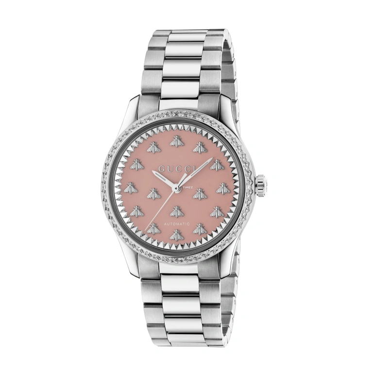 GUCCI,G-Timeless 38mm,38mm,Stainless Steel,Pink,Automatic,Sapphire,Glass,Round,652721 I16F0 8561