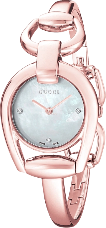 GUCCI,Horsebit 28mm,28mm,Stainless Steel,Rose Gold,White,Sapphire,Crystal Glass,Rose,YA139508