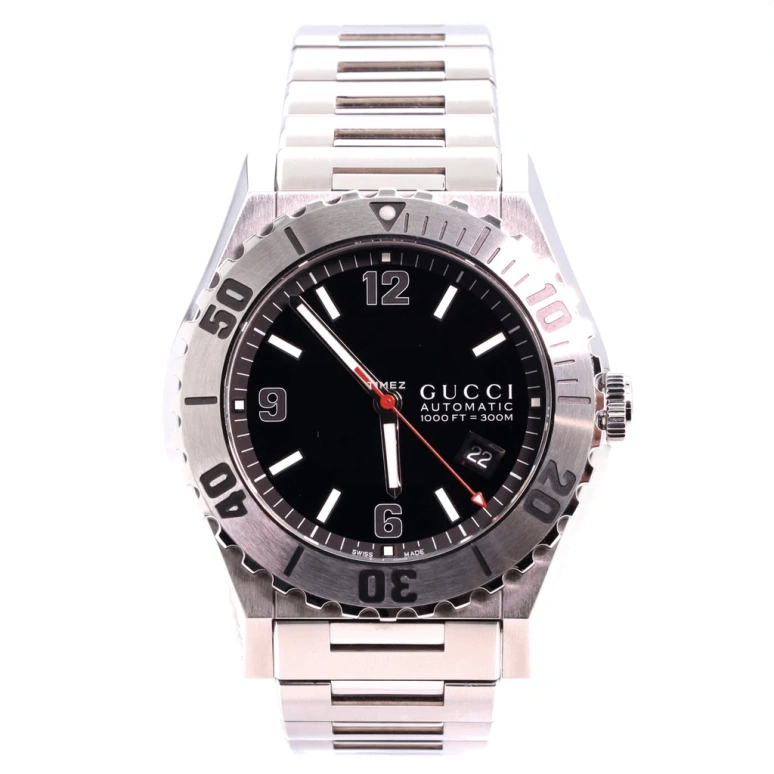 GUCCI,Pantheon 44mm,44mm,Stainless Steel,Black,Automatic,Day,Sapphire,Crystal Glass,200319 I1630 8163