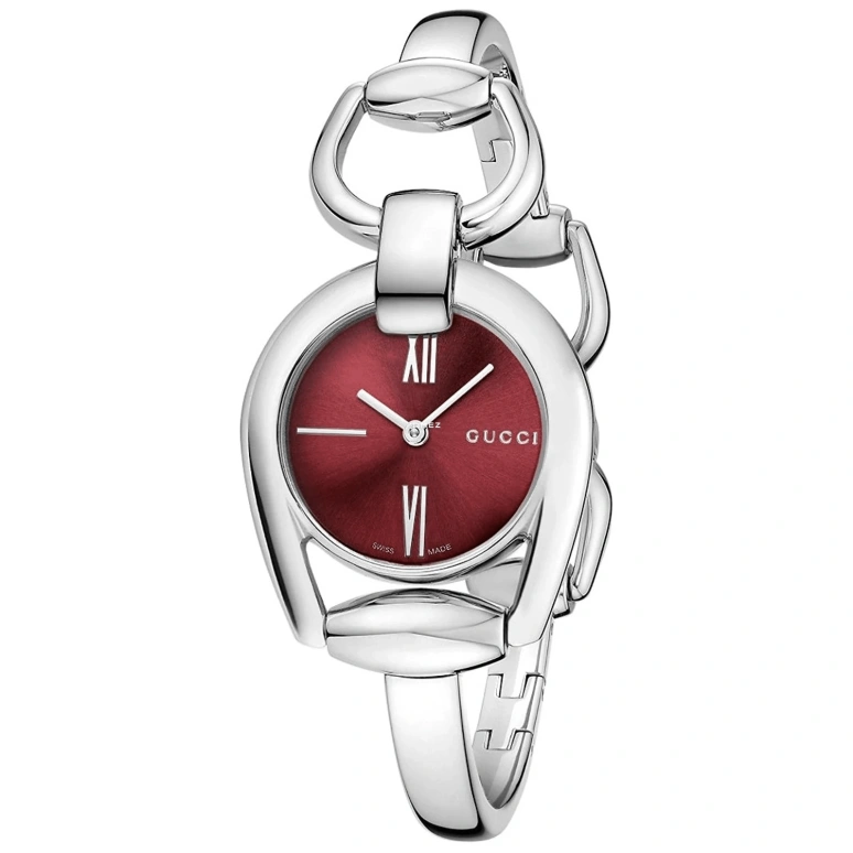 GUCCI,Horsebit 28mm,28mm,Stainless Steel,Red,Quartz,Sapphire,Crystal Glass,Round,YA139502