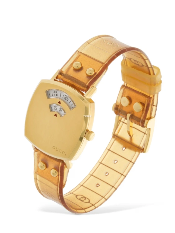 GUCCI,Grip 27mm,27mm,Stainless Steel,Gold,Quartz,Day,Sapphire,YA157503