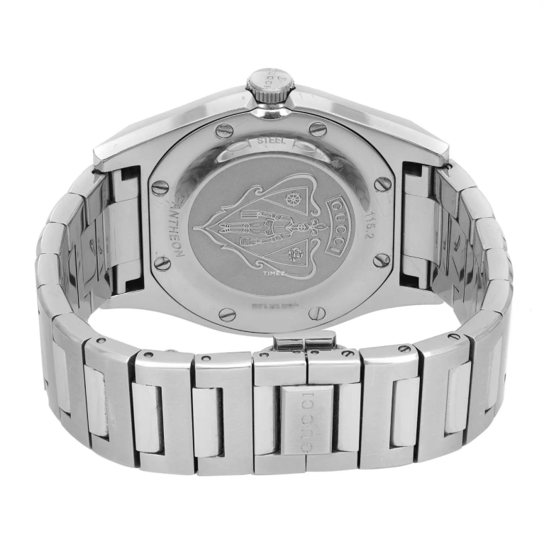 GUCCI,Pantheon 44mm,44mm,Stainless Steel,White,Quartz,Day,Sapphire,Crystal Glass,YA115210