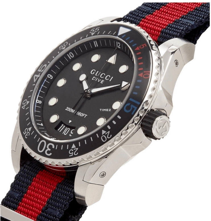 GUCCI,Other 45mm,45mm,Stainless Steel,Black,Quartz,Day,Sapphire,YA136210