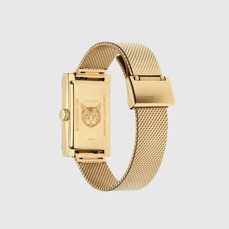 GUCCI,G-Frame 21x34mm,21x34mm,Stainless Steel,Yellow Gold,Gold,Closed,YA147410