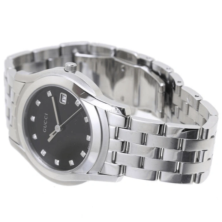 GUCCI,Gucci 34mm,34mm,Stainless Steel,Black,Quartz,Day,Sapphire,Crystal Glass,YA055303