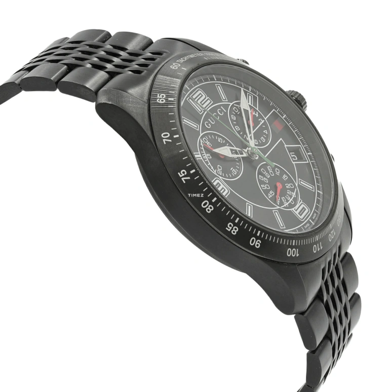 GUCCI,Gucci 44mm,44mm,Stainless Steel,Black,Quartz,Chronograph,Day,YA126217