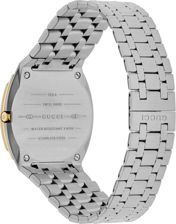 GUCCI,Gucci 25H 34mm,34mm,Stainless Steel,Gold,Quartz,Sapphire,YA163403