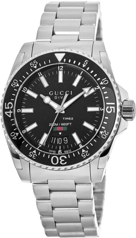 GUCCI,Gucci Dive 40mm,40mm,Stainless Steel,Black,Quartz,YA136301A