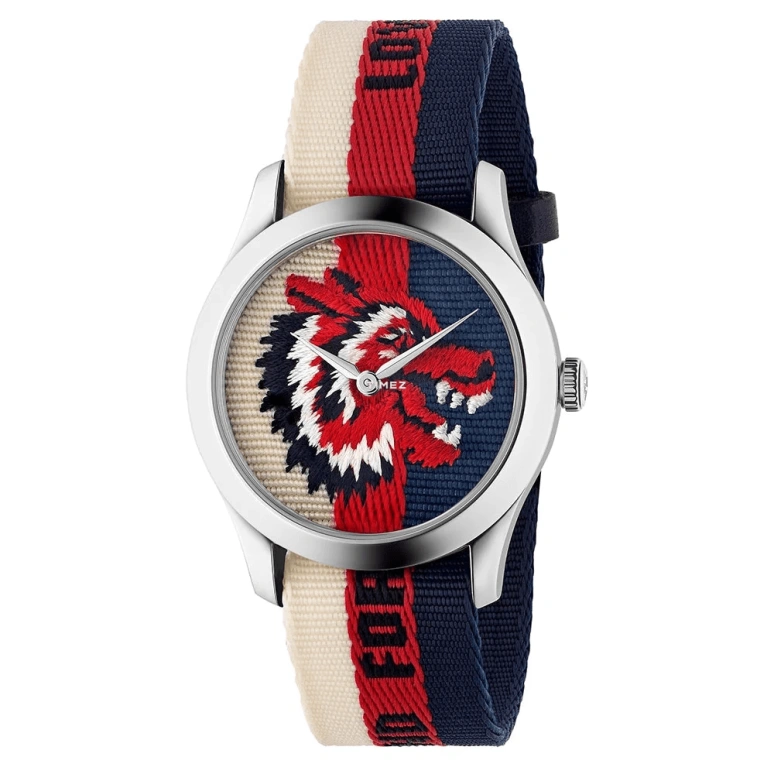 GUCCI,G-Timeless 38mm,38mm,Stainless Steel,Blue,Red,White,Quartz,Sapphire,Round,YA1264059