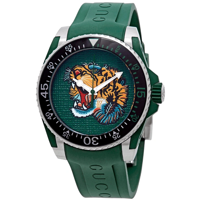 GUCCI,Gucci Dive 40mm,40mm,Stainless Steel,Green,Quartz,Sapphire,Crystal Glass,Round,YA136316