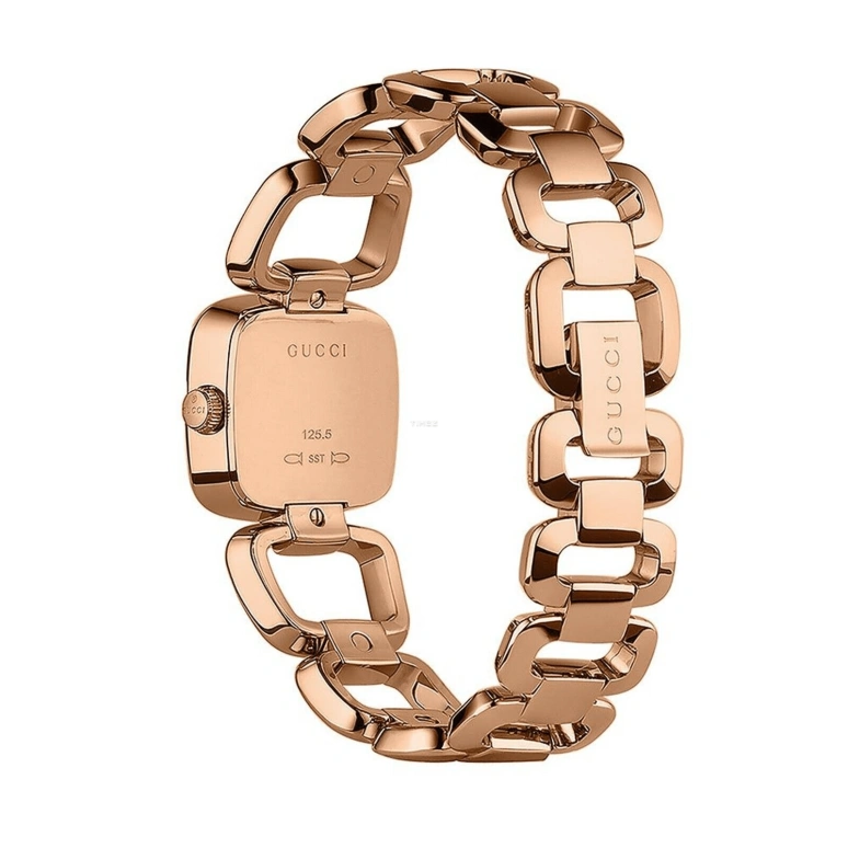 GUCCI,G-Gucci 24x22.50mm,24x22.50mm,Stainless Steel,Rose Gold,Black,Quartz,Sapphire,Crystal Glass,Square,YA125512