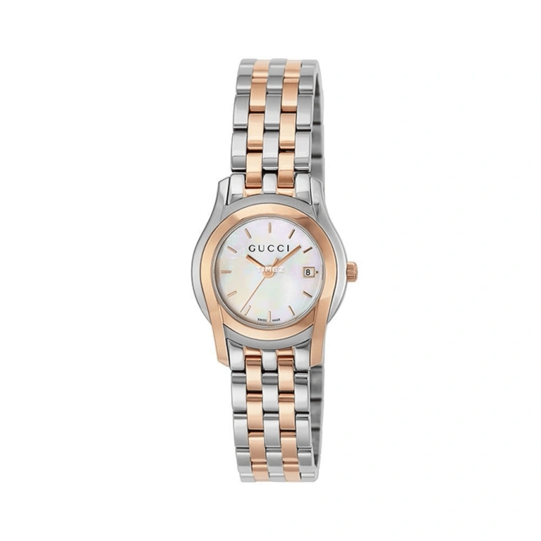 GUCCI,Gucci 26mm,26mm,Stainless Steel,White,Day,Sapphire,Crystal Glass,Round,YA055538
