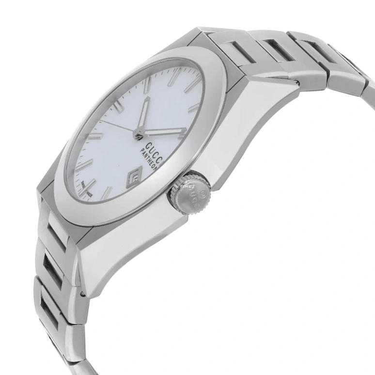 GUCCI,Pantheon 44mm,44mm,Stainless Steel,White,Quartz,Day,Sapphire,Crystal Glass,YA115210