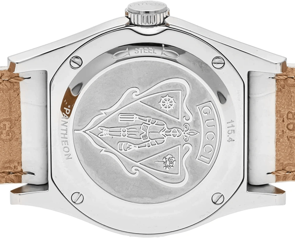 GUCCI,Pantheon 36mm,36mm,Stainless Steel,White,Quartz,Day,Sapphire,Crystal Glass,200334 J6670 1461