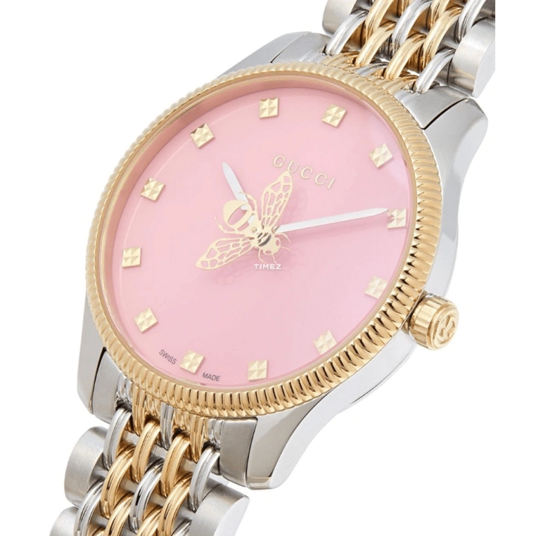 GUCCI,G-Timeless 29mm,29mm,Stainless Steel,Yellow Gold,Pink,Quartz,Sapphire,Round,681761 I8600 8872