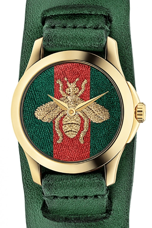 GUCCI,Gucci 27mm,27mm,Stainless Steel,Multi-Color,Green,Red,Quartz,Sapphire,Crystal Glass,Round,YA126545
