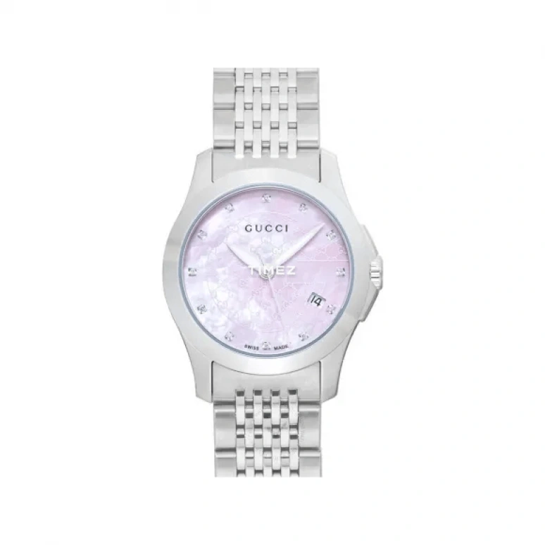 GUCCI,G-Timeless 27mm,27mm,Stainless Steel,Pink,Quartz,Sapphire,Crystal Glass,Round,YA126534