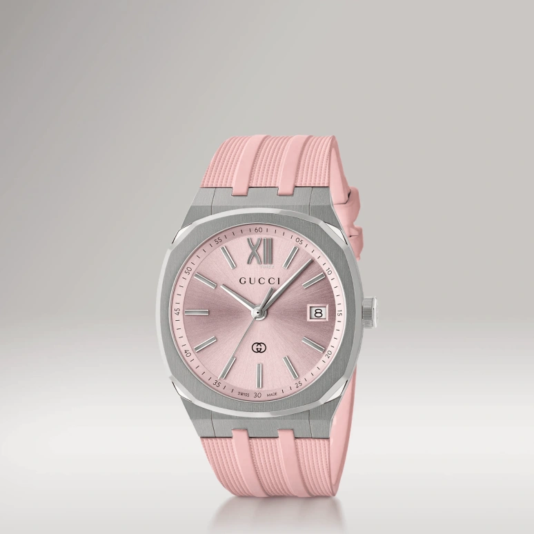 GUCCI,Gucci 25H 36mm,36mm,Stainless Steel,Pink,Quartz,Day,Sapphire,Crystal Glass,866395 IC4A0 8591