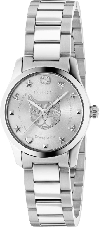 GUCCI,G-Timeless 27mm,27mm,Stainless Steel,Silver,Sapphire,Crystal Glass,Closed,YA126595
