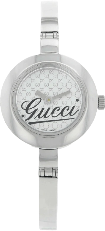 GUCCI,Gucci 25mm,25mm,Stainless Steel,White,Quartz,Round,Silver,YA105528