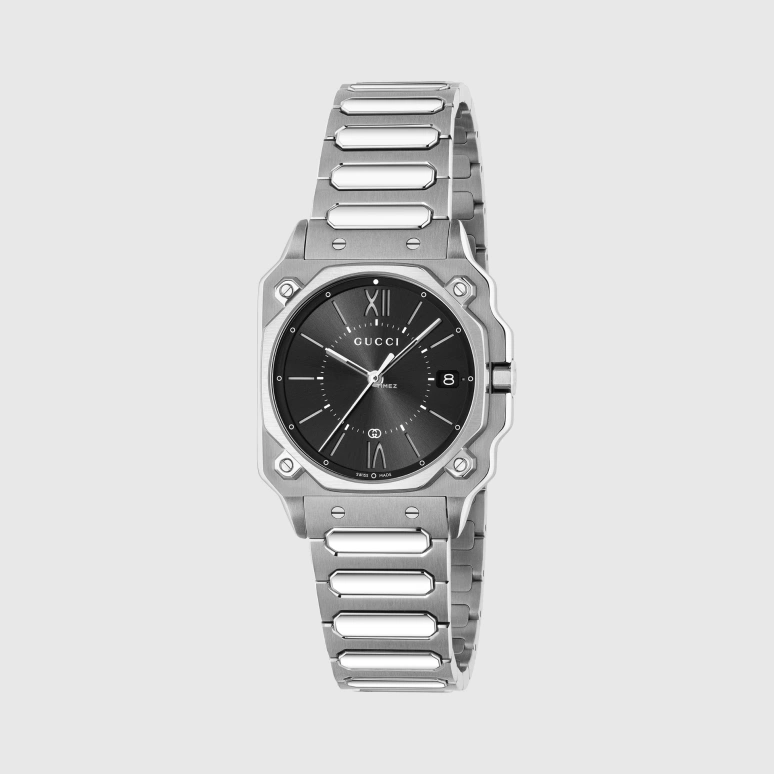 GUCCI,G-Flat 30mm,30mm,Stainless Steel,Black,Quartz,Day,Sapphire,Crystal Glass,811582 I1600 1193