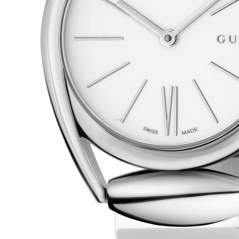 GUCCI,Horsebit 30mm,30mm,Stainless Steel,White,Quartz,Sapphire,Crystal Glass,Round,YA140505