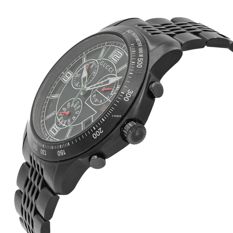 GUCCI,Gucci 44mm,44mm,Stainless Steel,Black,Quartz,Chronograph,Day,YA126217