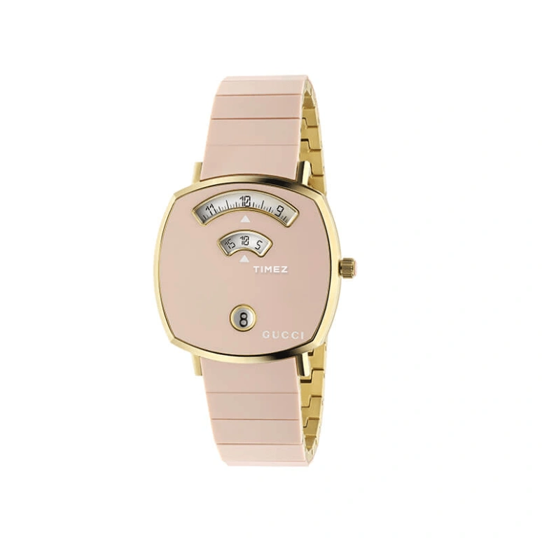 GUCCI,Grip 35mm,35mm,Stainless Steel,Pink,Quartz,Day,In-house Caliber,YA157436