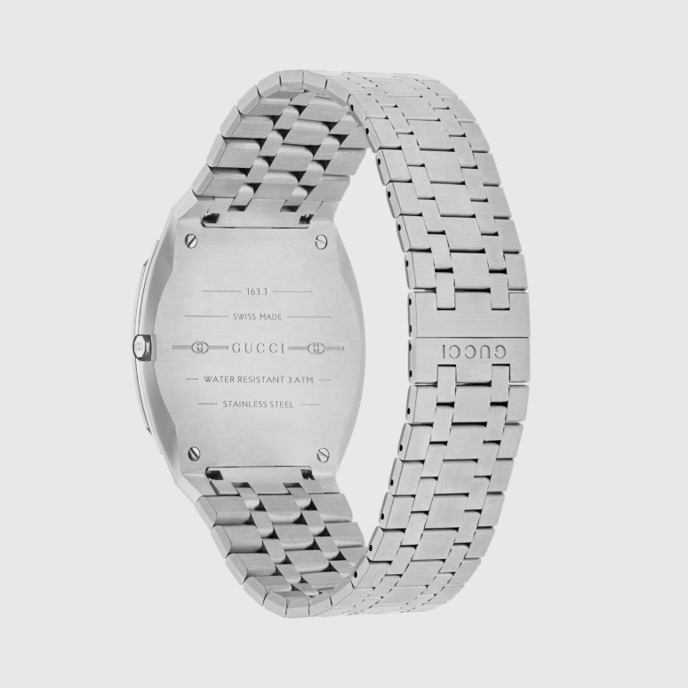 GUCCI,Gucci 25H 38mm,38mm,Stainless Steel,Silver,Quartz,Sapphire,Cushion,673804 I1600 1108