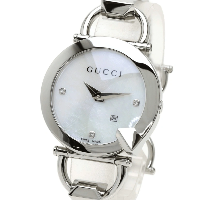 GUCCI,Chiodo 35mm,35mm,Stainless Steel,White,Quartz,Day,Sapphire,Crystal Glass,208833 I1610 1461