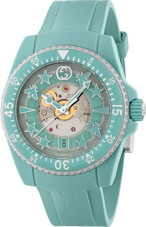 GUCCI,Gucci Dive 40mm,40mm,Bioceramic,Plastic,Transparent,Ocean Blue,Blue,Sapphire,Ocean Blue,Blue,YA136344