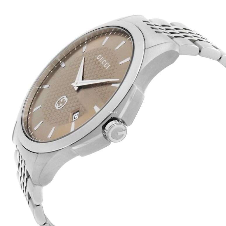 GUCCI,Gucci 40mm,40mm,Stainless Steel,Coffee,Brown,Quartz,Day,Sapphire,YA126349