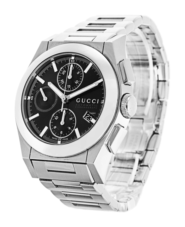 GUCCI,Pantheon 44mm,44mm,Stainless Steel,Black,Automatic,Chronograph,Day,YA115205
