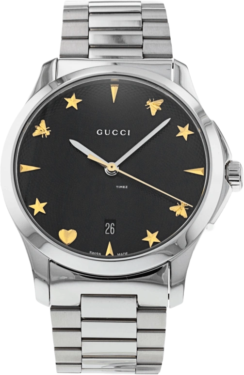 GUCCI,G-Timeless 38mm,38mm,Stainless Steel,Black,Closed,YA1264029A