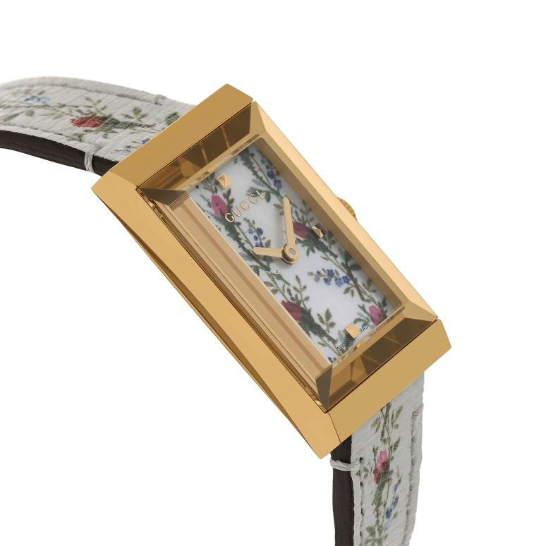 GUCCI,G-Frame 21x40mm,21x40mm,Stainless Steel,White,Quartz,Sapphire,Crystal Glass,Rectangular,YA147407