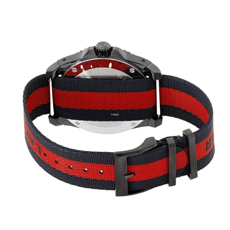 GUCCI,Gucci 45mm,45mm,Stainless Steel,Blue,Red,Quartz,Sapphire,Round,YA136214