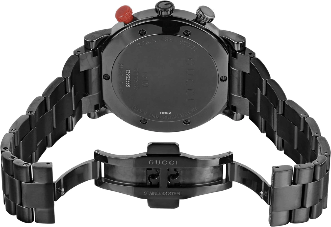 GUCCI,G-Chrono 44mm,44mm,Stainless Steel,Black,Quartz,Chronograph,Sapphire,Crystal Glass,YA101348