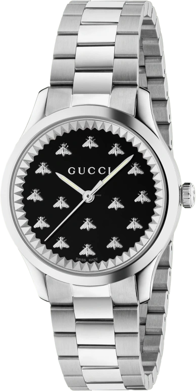 GUCCI,G-Timeless 32mm,32mm,Stainless Steel,Black,Sapphire,Crystal Glass,Closed,YA1265034