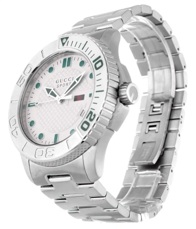 GUCCI,Gucci 44mm,44mm,Stainless Steel,White,Quartz,Day,Sapphire,YA126232