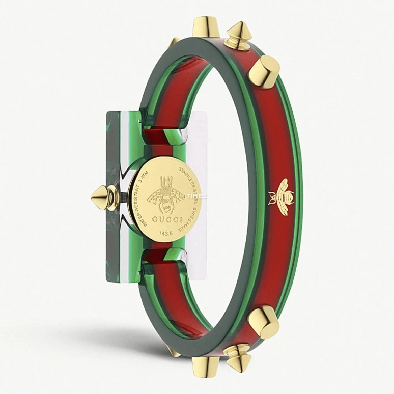 GUCCI,Other 24x40mm,24x40mm,Resin,Transparent,Gold,Quartz,Rectangular,Transparent,YA143506
