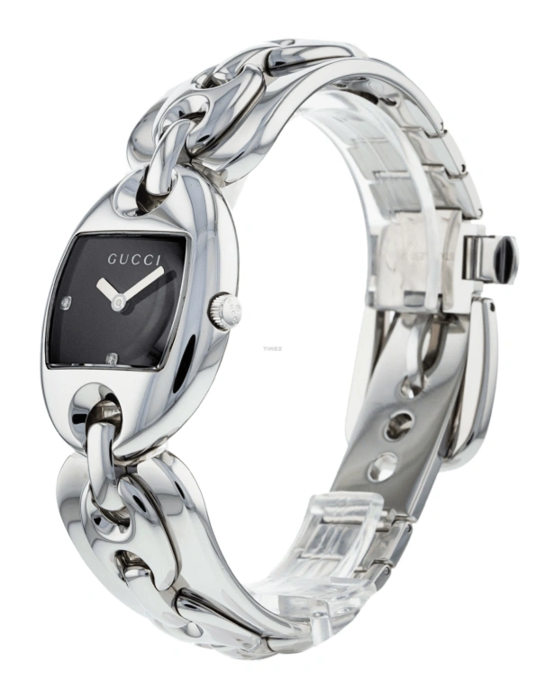 GUCCI,Marina Chain 35x26mm,35x26mm,Stainless Steel,Black,Quartz,Sapphire,Crystal Glass,Silver,215130 I16G0 1271