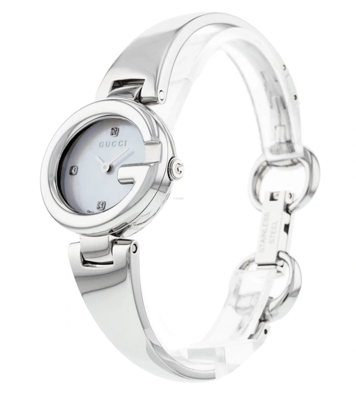 GUCCI,Guccissima 27x24mm,27x24mm,Stainless Steel,White,Quartz,Sapphire,Crystal Glass,Oval,YA134504