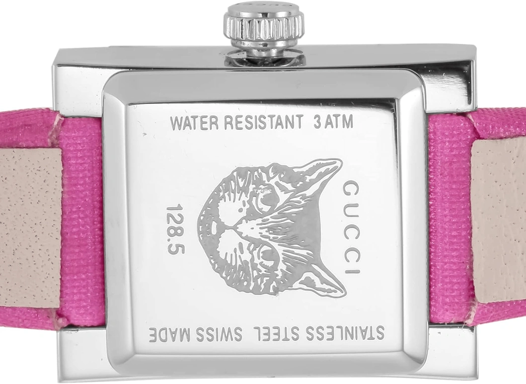 GUCCI,G-Frame 14x18mm,14x18mm,Stainless Steel,Red,Quartz,Sapphire,Crystal Glass,Square,YA128533