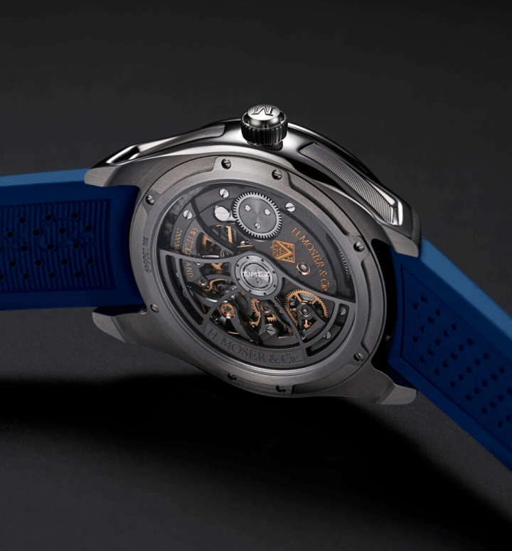 H. Moser & Cie,Pioneer 42.80mm,42.80mm,Stainless Steel,Blue,Gradient,Black,Automatic,Retrograde,72hours,3250,3250-1200