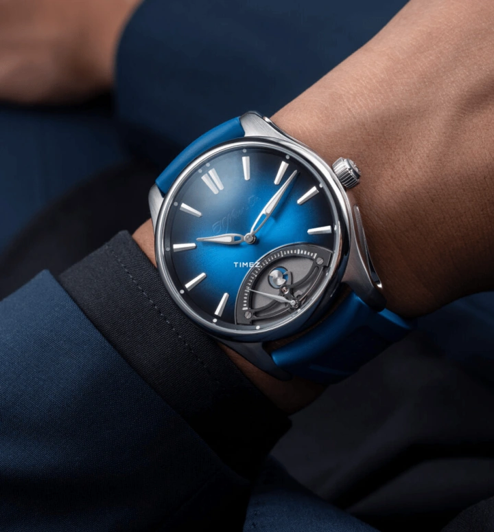 H. Moser & Cie,Pioneer 42.80mm,42.80mm,Stainless Steel,Blue,Gradient,Black,Automatic,Retrograde,72hours,3250,3250-1200