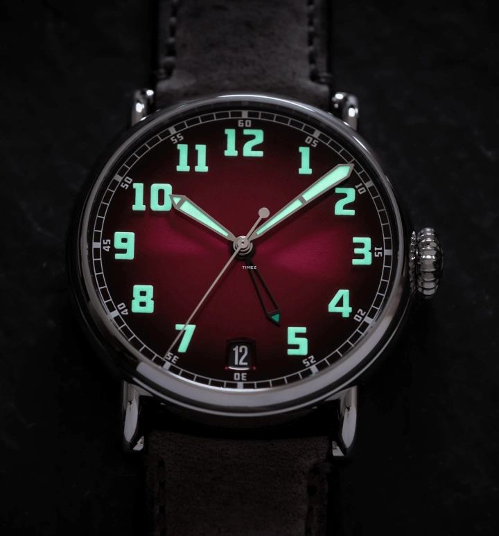 H. Moser & Cie,Heritage 42mm,42mm,Stainless Steel,Burgundy,Automatic,Day,Dule Time,8809,8809-1200