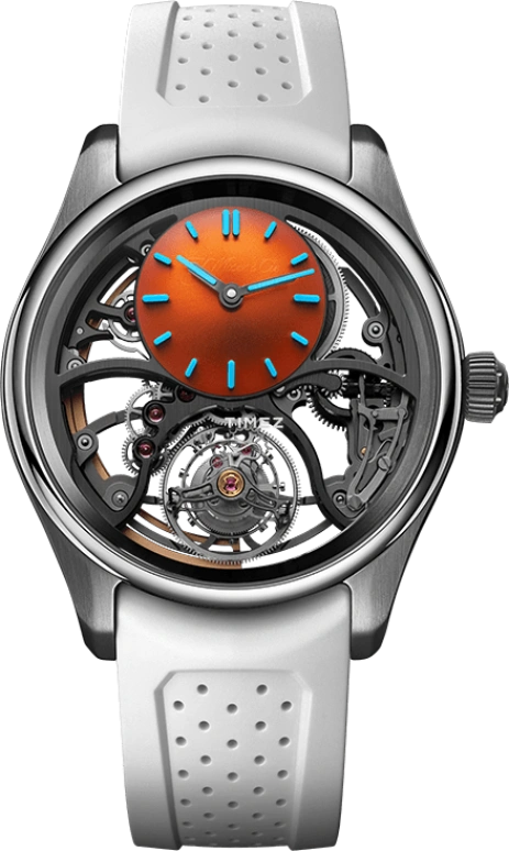 H. Moser & Cie,Pioneer 42.80mm,42.80mm,Stainless Steel,Orange,Automatic,Tourbillon,72hours,3811,3811-1203